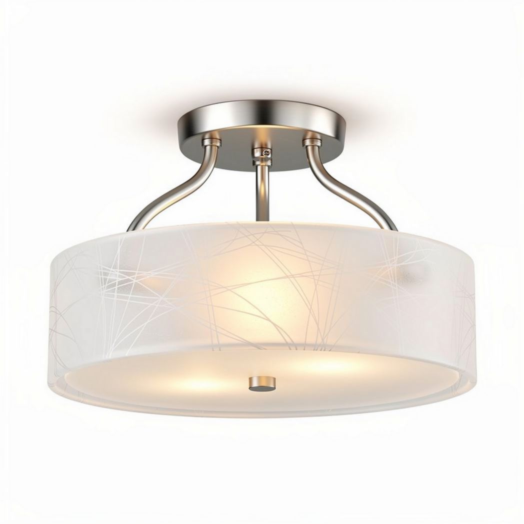 Lampa sufitowa z przezroczystym kloszem 30 x 30 x 15cm ze stali nierdzewnej