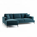 Sofa narożna z tkaniny w kolorze turkusowym 250 x 90 x 85cm